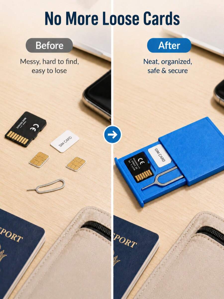 Portable SIM Card Holder With Card Ejector Pin Slot And Sliding Cover, Can Store Nano SIM And Micro SD TF Cards, Ultra-Thin Anti-Loss Card Pouch, Phone Accessory, Travel And Daily Use Phone And Digital Accessory, Suitable For Travelers