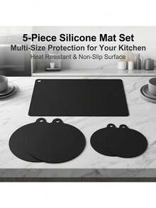 5pcs/Set Induction Cooktop Protective Mats, Heat-Resistant Silicone Stove Covers, Wear-Resistant Non-Slip Countertop Pads, Suitable For Kitchen Cooking And Baking - Multicolor - View 1