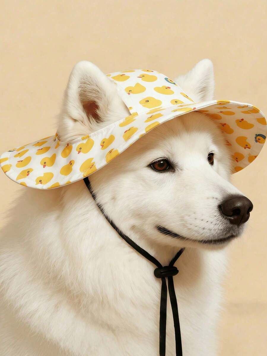 Adjustable Dog Sun Hat, UV Protection Anti-Slip Pet Sun Hat, Cute Duck Pattern Summer Pet Hat, Suitable For Dogs And Cats To Wear, Breathable Outdoor Walking Sun Protection Hat - Multicolor - View 1