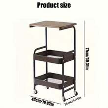 LEO IRIS Three Layer Rolling Cart, Multifunctional Metal Storage Rack, Snack Rack, Durable Steel Frame, Portable Wheels, Suitable For Home Kitchen Use, Storage And Organization Rolling Cart. - View 10