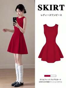 Women Long Dresses - Red - View 9