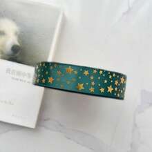 1 rollo de 5m de ancho 2.5cm cinta de poliéster con estampado de estrellas doradas, accesorios de decoración de embalaje, cinta para envolver flores, material DIY hecho a mano - 5 metros - Ver 10