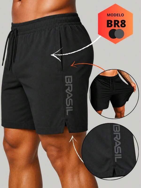 Short Masculino Brasil para Academia Corrida e Casual
