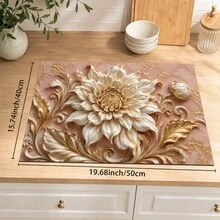 1pc 3D Floral Print Diatomaceous Earth Kitchen Drying Mat, Non-Slip Heat-Resistant Absorbent Mat, Suitable For Kitchen Countertop, Coffee Machine, Tableware, Home Cafe Bar Party Decor Placemat Gift - Multicolor - View 12