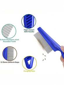 Set de 4 piezas de peines densos azul y rosa | Set de peines antipulgas autolimpiantes - Herramienta de plástico duradero para eliminar piojos, limpieza densa, apto para todo tipo de cabello, kit de herramientas de peinado - Multicolor - Ver 2