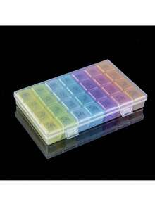 1pc Colorful 7-Day Large Capacity Pill Organizer Box, Portable Weekly Morning/Noon/Evening 28-Compartment Pill Box, Travel Pill Case - Multicolor - View 6