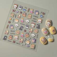 Pegatinas de uñas 5D para arte de uñas, 3 hojas de calcomanías autoadhesivas, linda mascota, pegatinas 3D para uñas, pegatinas para Uñas (gatos y perros 5D) - Peces dorados y sirenas 5d - Ver 10