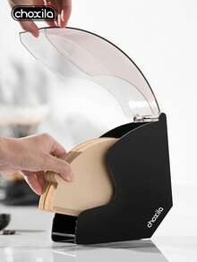 choxila 1pc Coffee Filter Paper Holder With Dust Cover, Coffee Filter Paper Storage Box, Coffee Filter Paper Dispenser, Suitable For Coffee Shop, Home, Office, Can Hold 200 Cone-Shaped Coffee Filters - Filter Paper Box - View 2