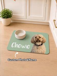 1PC Personalized Pet Food Mat, Custom Dog Or Cat Photo&Name Placemat,Feeding Mat, Cute New Puppy Gift,Pet Bowl Mat For Food & Water,Perfect Gift For Birthday, Anniversary, Valentine's Day, Christmas - Multicolor - View 3