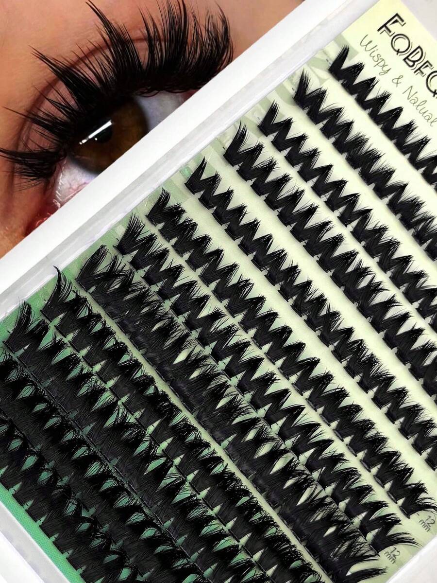 FQBFQB 240PCS Dense DD False Eyelashes Lash Clusters, Mixed 8-16mm Length,Reusable Volume Lashes For Daily Wear, Party, Date Night, Easy To Apply For Beginners & Makeup Lover