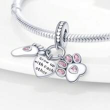 1 pièce pendentif en argent sterling S925 blanc phosphorescent, rose, aile, étoile, lune, ange, nœud, flèche, cœur, LOVE, compagnon, patte mignonne, pied, feu, énergie, convient pour bracelet original, collier, porte-clés, fabrication de pendentif DIY, cadeau pour femme, convient pour anniversaire, fête, cadeau de vacances - Rose bonbon - Voir 6