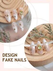 Bộ 24 miếng dán móng tay nhuộm màu chuyển sắc, hình dáng hạnh nhân cỡ trung bình, thiết kế trái tim 3D và ngôi sao vàng, đính đá lấp lánh, kiểu dáng cổ điển phủ kín toàn bộ móng, phù hợp cho phụ nữ và bé gái sử dụng hàng ngày. - Nhiều màu - Xem 3