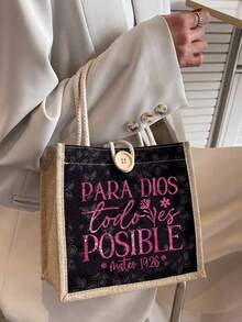 Sac fourre-tout en lin thème temps, motif cœur & floral, sac de courses à double poignée, sac fourre-tout grande capacité, sac fourre-tout décontracté, sac de rangement, sac à lunch pour la rentrée scolaire, sac de rangement pour le déjeuner, convient pour les déplacements, l'école et les courses, pratique pour une utilisation en extérieur, meilleur choix pour les cadeaux pour les amis et la famille, cadeaux pour les enseignants, vacances, cadeaux d'anniversaire, cadeaux commémoratifs, sac cadeau pour les croyants en Jésus - Multicolore - Voir 2