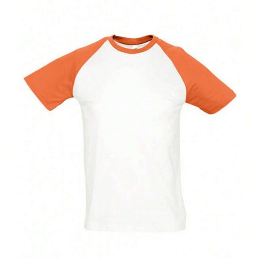 SOLS Mens Funky Contrast Short Sleeve T-Shirt - White/Orange - View 1