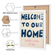 "Welcome Home" Wall Decor, "Please Leave By 9 PM" Printed Poster, Welcome Poster, Hallway Decorative Painting, Hand-Drawn Print, Hallway Decorative Poster, Funny Print - 777 - View 9