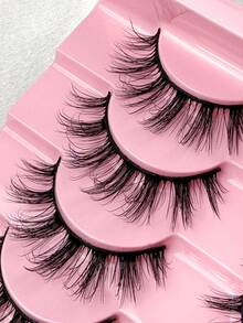 10 Pairs Full Set False Eyelashes Russian Lashes D Curl Fluffy Mink-Like Eye Extended Natural Thick Lash Extension Travel Makeup Essential False Lashes - Black - View 4