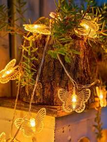 1pc 1.5/3M Butterfly Fairy LED String Light, Romantic Atmosphere Ornament, Patio Camping Outdoor Garden Decor, Bedroom Room Decor Stuff, Birthday Graduation Home Decor Items - Clear - View 9