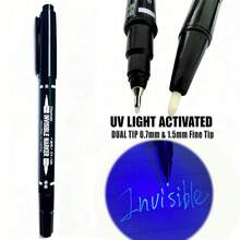 Dual Tip UV Pen 0.7mm&1.5mm,Waterproof, Anti-Fading UV Marker Pens Write On Paper, Leather, Wood, Leather, Plastic, Cloth, Ceramics, Glass, And Metal. Most Surfaces, Back To School - A - View 3