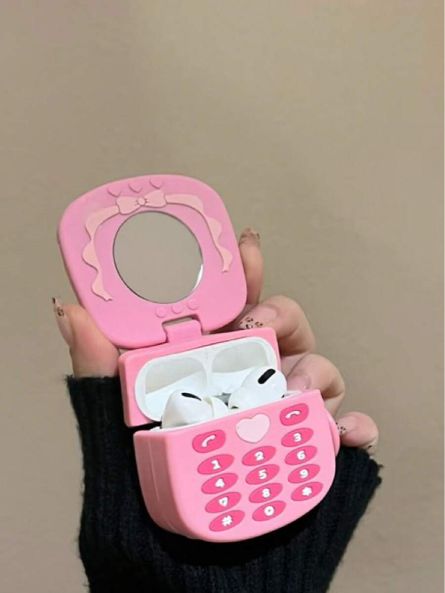 韓系Ins風粉色花朵設計保護殼,適用於Apple 4、2/3代無線藍牙耳機,軟殼Pro款,創意3D可愛矽膠防震保護套,女款 - 淺粉色 - 查看 1