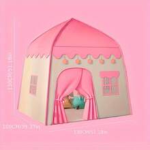 Cute Pink Flower Kids Play Tent, Foldable Princess Castle Playhouse With Windows, Breathable Fabric, Indoor/Outdoor Use, Easy Setup, For Bedroom Decor, Playtime & Birthday Gifts, Suitable For Girls - Pink Flower House - View 2