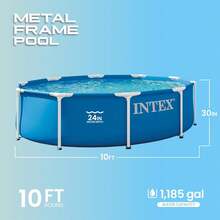 10' X 30" Round Above Ground Pool, INTEX Durable Metal Frame Outdoor Backyard Swimming Pool - C - View 2