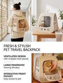 PETSIN 5.5kg Capacity Oxford Cloth Pet Backpack With Breathable Window, Suitable For Small Dogs And Cats, Versatile Carry Options - Backpack, Shoulder Bag, Handheld, Large Capacity Portable Pet Carrier Bag - Multicolor - View 2