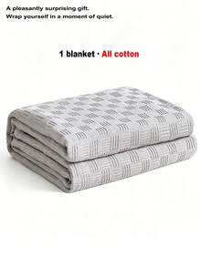 1pc Soft & Comfortable New Pure Cotton Yarn Knitted Blanket - Ultra-Thin Breathable Design | All-Season Bedding | Ideal For Summer & Night Sweating | Modern Soft Texture Blanket | Easy Care Fabric | Machine Washable, Suitable For Bed, Sofa - Perfect For Relaxing And Snuggling - Blanket - Light Gray - View 8