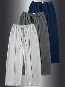 Herren-Jogginghose mit Buchstaben-Muster, weites Bein, lässig, elastischer Bund mit Kordelzug, lockere Passform mit Taschen, Streetwear-Stil, Sport, Herbst - Grau - Übersicht 1