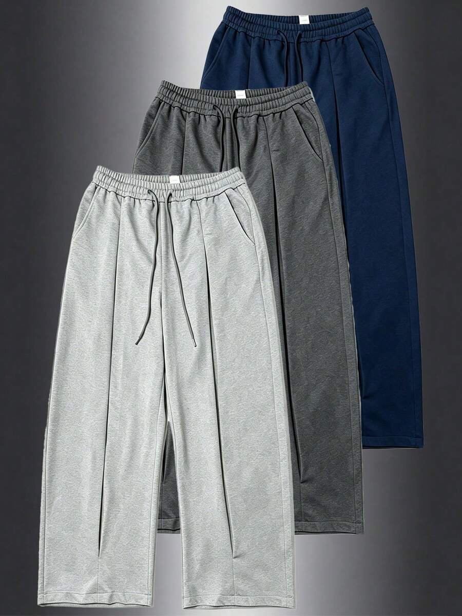 Herren-Jogginghose mit Buchstaben-Muster, weites Bein, lässig, elastischer Bund mit Kordelzug, lockere Passform mit Taschen, Streetwear-Stil, Sport, Herbst - Grau - Übersicht 1