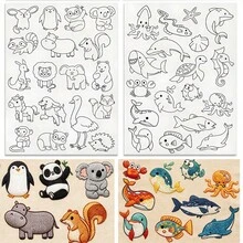 Cute Animal & Floral Embroidery Sticker Set, Suitable For Beginners, DIY Self-Adhesive Water-Soluble Cloth Paper, Pre-Printed Pattern On Self-Adhesive Non-Woven Fabric, Includes Water-Soluble Stabilizer - Black and White - View 15