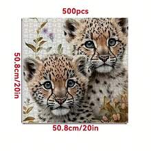 500pcs Adult Mini Jigsaw Puzzle Boxed - This Precision-Cut Puzzle Features A Cute Leopard Cub Theme, Challenging Difficulty Level, Scratch-Resistant Material. Suitable For Adult Leisure, Family Interaction, DIY Home Decor, And Art Collection. Great Gift For Halloween And Christmas, Exercises The Brain, Enjoy The Fun Of Focus In Puzzle Solving, And Start An Immersive Intellectual Experience. - Multicolor - View 3