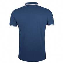 SOLS Mens Pasadena Tipped Short Sleeve Pique Polo Shirt - French Navy/White - View 2