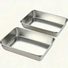 1pc/2pcs A Stainless Steel Square Flat Plate With A Lid, Suitable For Tiramisu And Baking. - Silver - View 9
