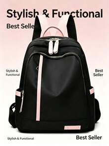 Large Capacity Women's Waterproof Backpack, Korean Style Multi-Pocket Casual Daily Backpack, Lightweight Scratch-Resistant Nylon College Backpack, Multifunctional Office Work And Weekend Travel Mom Backpack - Multicolor - View 1