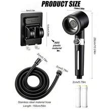 Cabezal de ducha de alta presión premium con 3 modos de rociado, función de apagado con un toque, filtro de cuidado de la piel desmontable, manguera de extensión flexible y soporte sin taladro, perfecto para hogares con baja presión de agua - cabezal de ducha - View 3