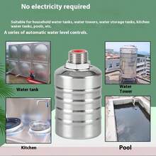 1/2 Inch Stainless Steel Float Valve - Automatic Water Level Control For Tanks, Pools And Ponds - No Electricity Required, Easy Installation, Pressure Range 10-150 PSI, Temperature 0°C-100°C, Fits BSD Thread, Pond Water Level Control | Cylindrical Valve Design | Durable Valve Material - Silver - View 11