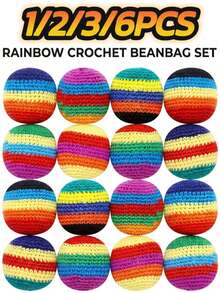 6/3/2/1pc Handmade Crochet Soccer Balls, 5.5cm/2.17in Colorful Knitted Foot Bags, Soft Kicking Balls, Suitable For Juggling, Classroom Activities, Stress Relief, Family Gatherings, Party Favors, Holiday Gifts - Multicolor - View 2