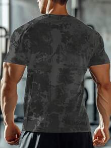 Men's Breathable Casual Round Neck Short Sleeve T-Shirt, Gradient Pattern, Polyester Blend, Machine Washable, Suitable For Summer Sports & Leisure Activities - Multicolor - View 2