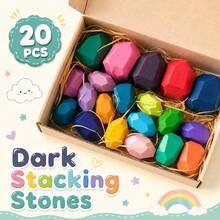 20pcs Natural Wooden Stacking Balance Stones: Montessori Educational Toy, Suitable For Toddlers, Puzzle Sorting & Early Learning, Children's Birthday And Christmas Gift - Multicolor - View 11