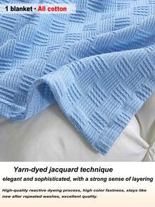 1pc Soft & Comfortable New Pure Cotton Knit Blanket - Ultra-Thin Breathable Design | All-Season Bedding | Ideal For Summer And Night Sweating | Modern Soft Texture Blanket | Easy Care Fabric | Machine Washable, Suitable For Bed, Sofa - Perfect For Relaxing And Cuddling - Blanket - Light Blue - View 5