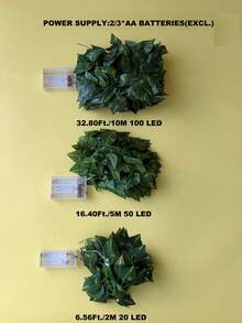 人造常春藤葉植物附 LED 燈串,綠色藤蔓花環掛燈,適用於牆面、派對、婚禮、房間、居家廚房,室內外裝飾 - 彩色 - 查看 13