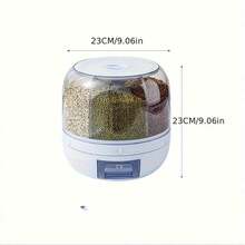 Detachable Rotating Rice Bucket, Grain Storage Bucket, Moisture-Proof And Insect-Proof Seal, Suitable For Rice, Cereals, Wheat, Pet Food, Etc., Kitchen Supplies - White - View 3