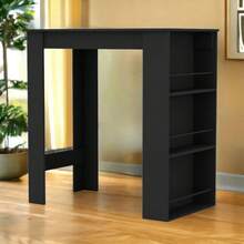 3-Tier Kitchen Island Table With Storage Shelves For Dining & Living Room - Black - View 1