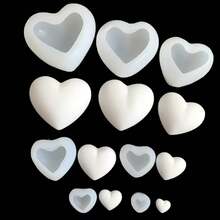 1pc DIY 3D Heart-Shaped Valentine's Day Car Aromatherapy Candle Atmosphere Decor Ornament Silicone Mold - White - View 10