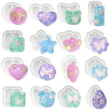 16PCS/6PCS Assorted Geometric Pendant Silicone Molds With Hanging Holes, Jewelry UV Resin Molds, Epoxy Resin Necklace Keychain Molds, Multi-Functional Pendant Molds For Girls, Creative Mother's Day Gift - White - View 12