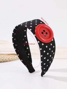 1pc Classic Colorful Button Decor Polka Dot Headband, All-Season Hair Accessory, Cute Girl Photo Prop Hair Accessory, Student Daily Accessory, Suitable For Children Back To School Season - Multicolor - View 8