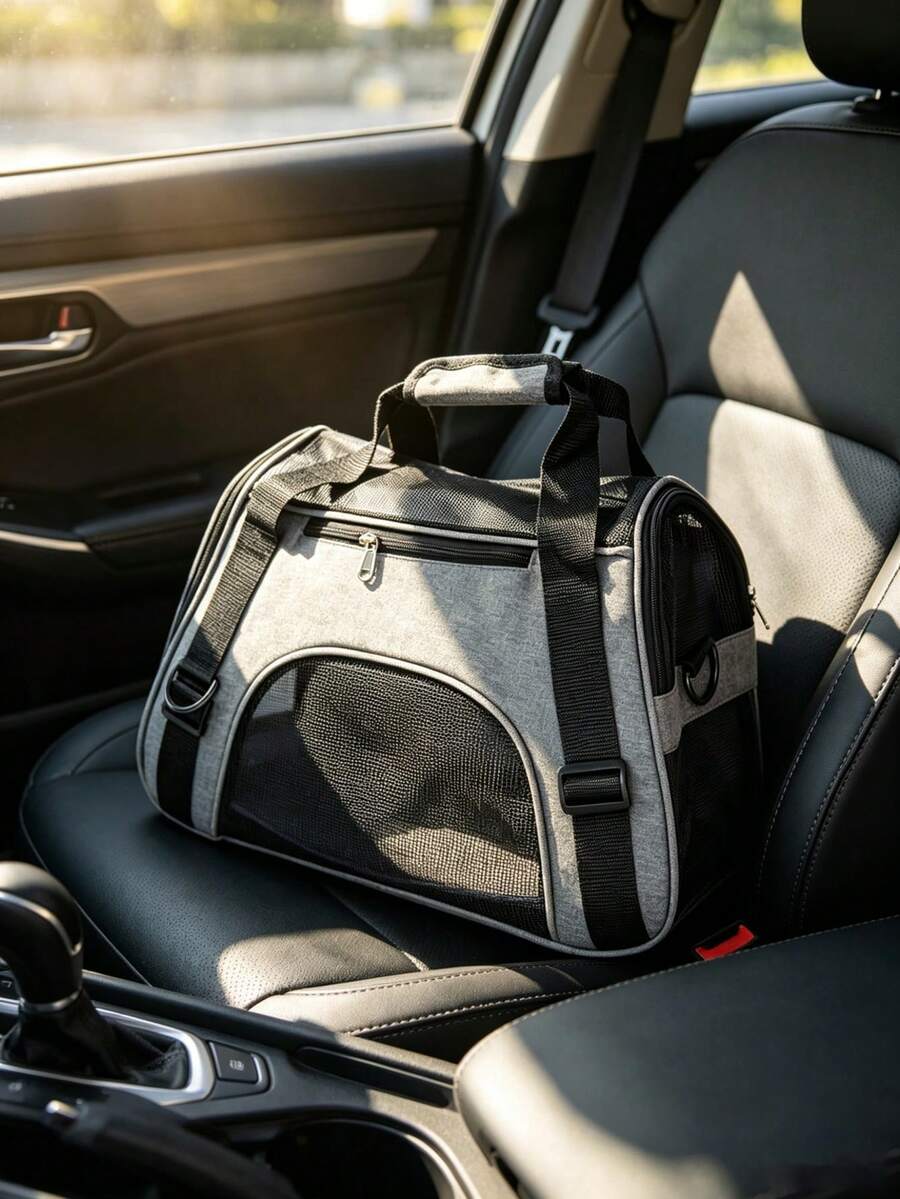 1/2pcs Soft Foldable Pet Carrier For Cats And Small Dogs - Breathable, Scratch-Resistant, Easy To Clean, Lightweight And Portable, With Detachable Shoulder Strap, Suitable For Car/Travel/Airplane/Home Use - Grey - View 1