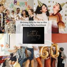 生日賓客簽名簿－個性化 16 歲、18 歲、21 歲、30 歲、40 歲、50 歲、60 歲、70 歲、80 歲生日派對禮物，適合女性、適合男性，相簿賓客簿 - 彩色 - 查看 6