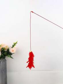 Cat Toy Red & Green Christmas Tree Teaser Wand With Bell, Interactive Pet Toy With Colorful Feathers, Indoor Cat Exercise Toy, No Battery Required, Suitable For All Seasons, Pet Supplies, Cat Entertainment Product, Universal For All Stages - View 9