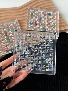 1Pc Multi-Compartment Anti-Oxidation Nail Art Accessory Glitter Storage Box 36/64/100 Compartments Organizer Empty Box Transparent Acrylic Nail Rhinestone Storage Box - Clear - View 4